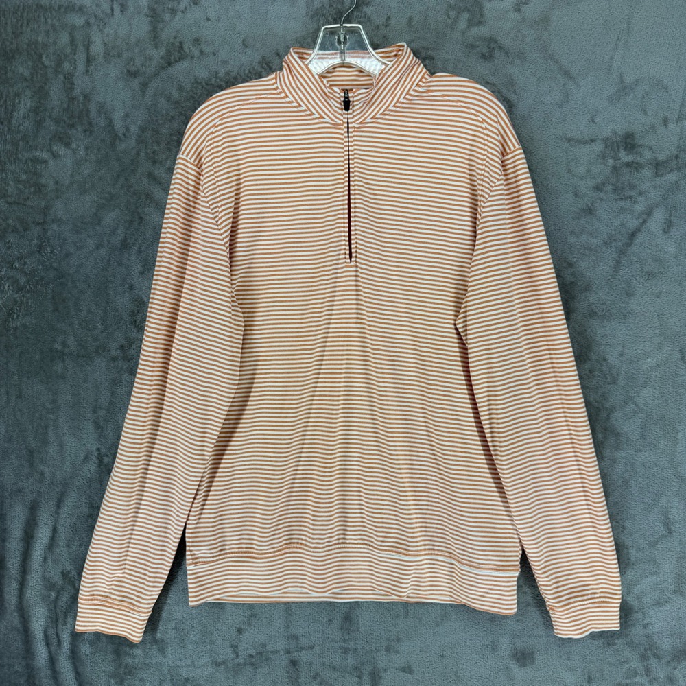 johnnie-O Mens Burnt Orange Striped Quarter Zip Pullover JMKO1690 Size M